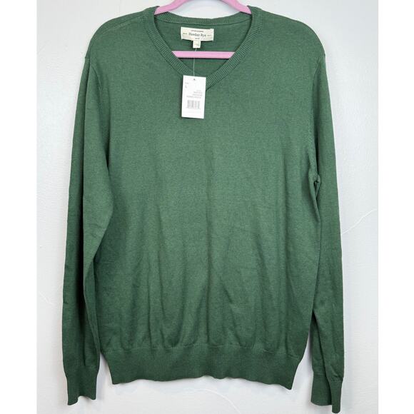 Hawker Rye Cotton Cashmere Sweater L Kombu Green NWT Minimalist Classic - Picture 1 of 9